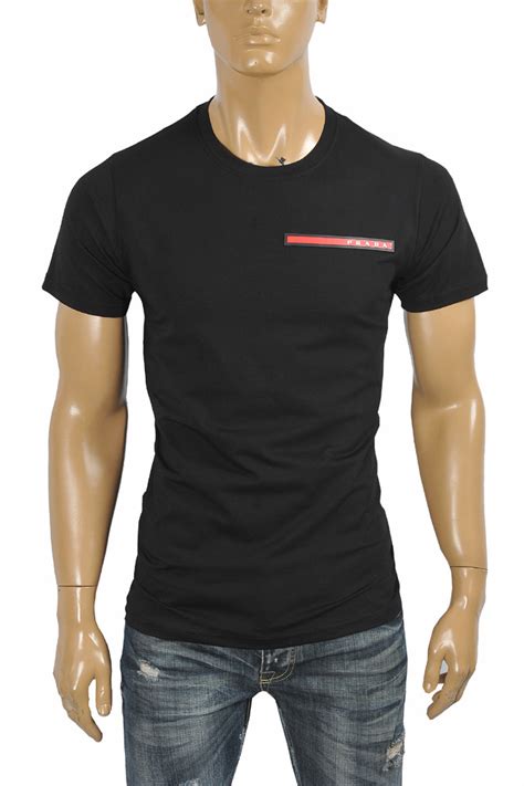 prada t shirt red stripe|prada men' s t shirts.